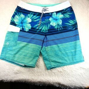 Reef Board Shorts Mens 34 Blue and Green Tropical Gradient 3 Pocket Branded.....